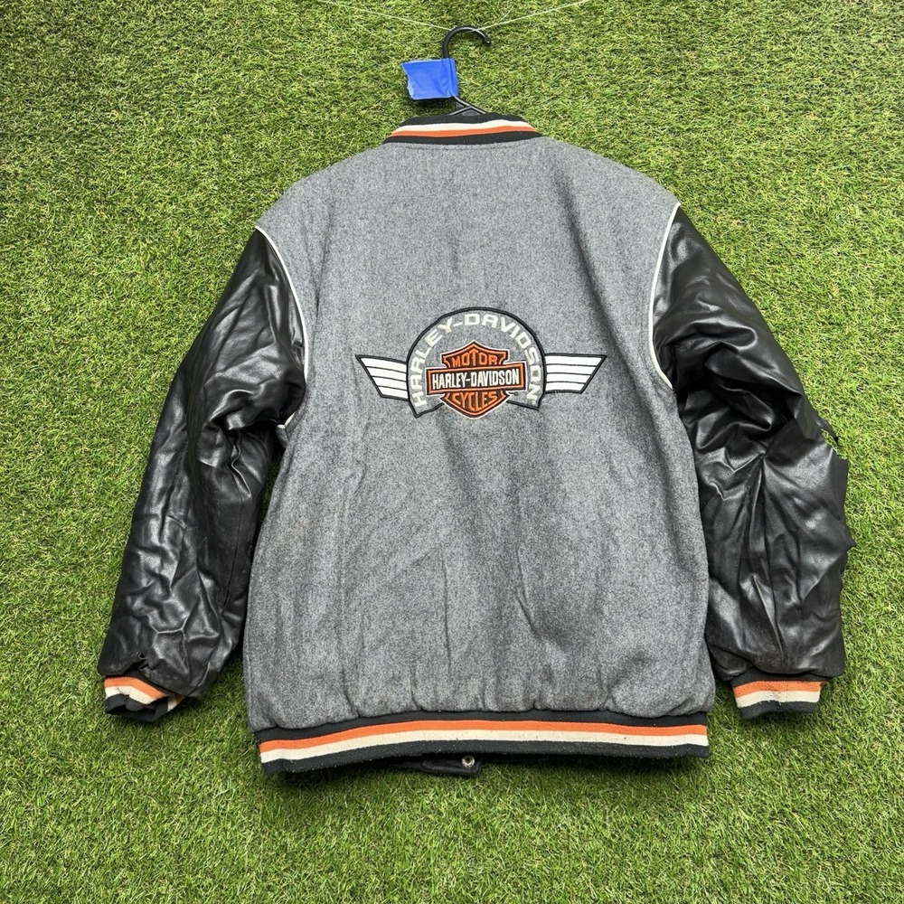 Harley Davidson Jacket Kids Large Wool Blend Reversible Bomber Embroidered 90s